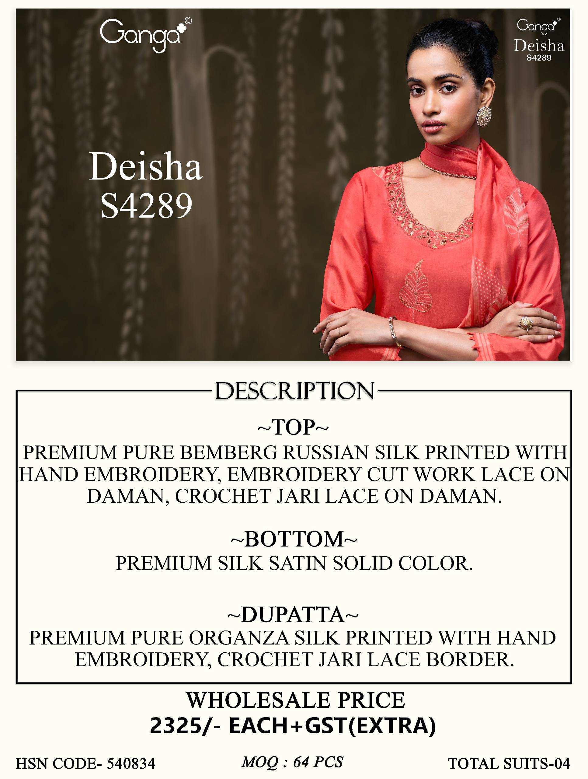 DEISHA 4289 Series By GANGA FASHION Stylish Beautiful Colourful Silk Dresses At Wholesale Price